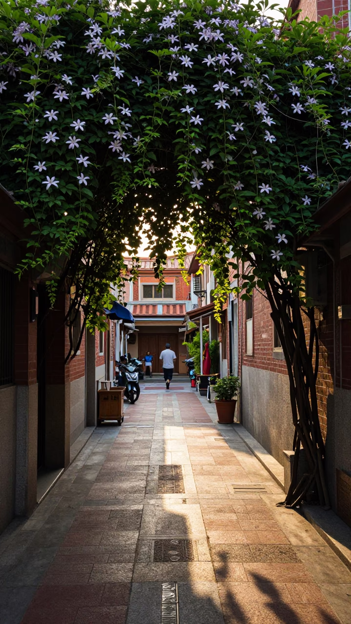 Street Scene at The Late Afternoon Light in Tainan in in Tainan, Taiwan