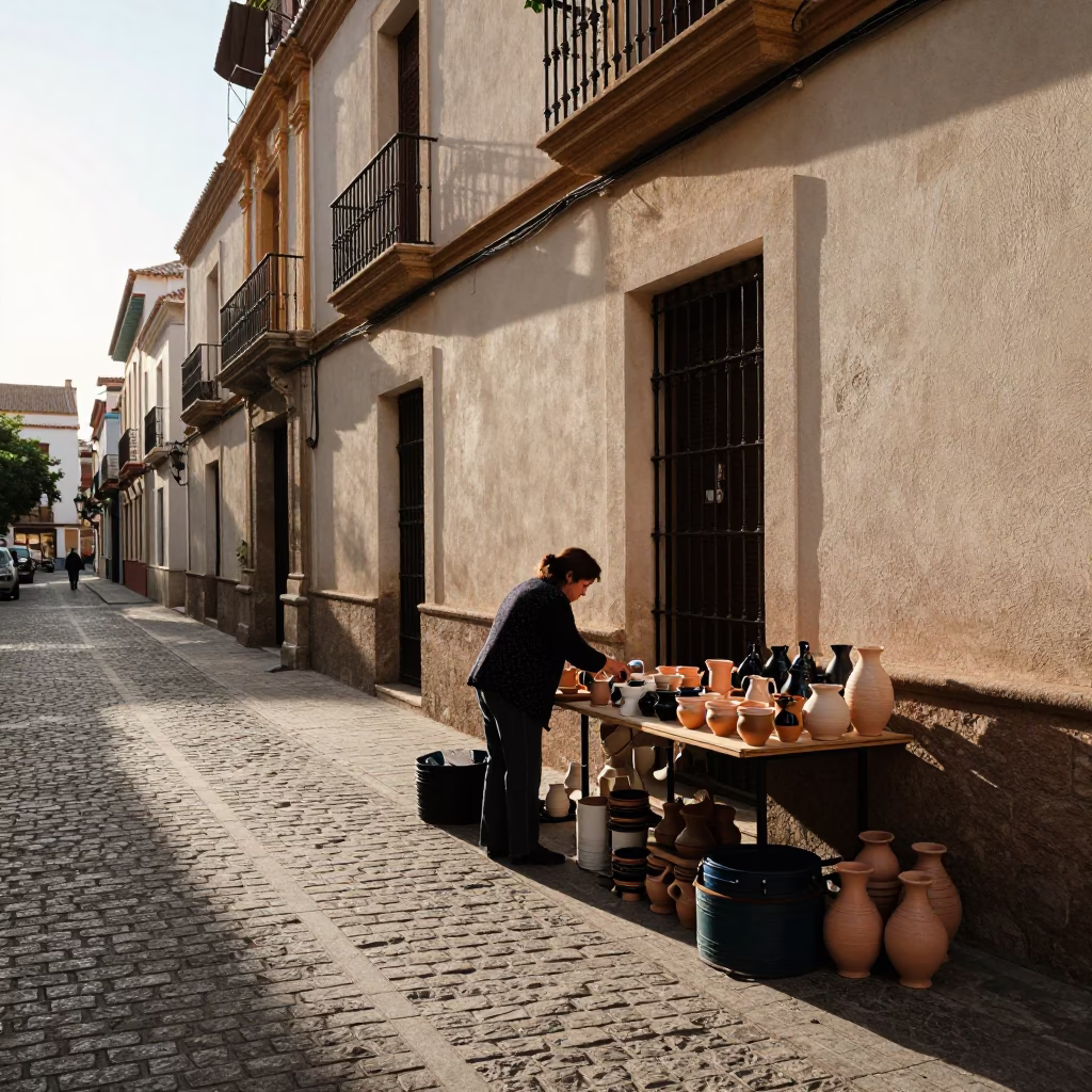 Street Scene at The Late Afternoon Light in Valencia in in Valencia, Spain