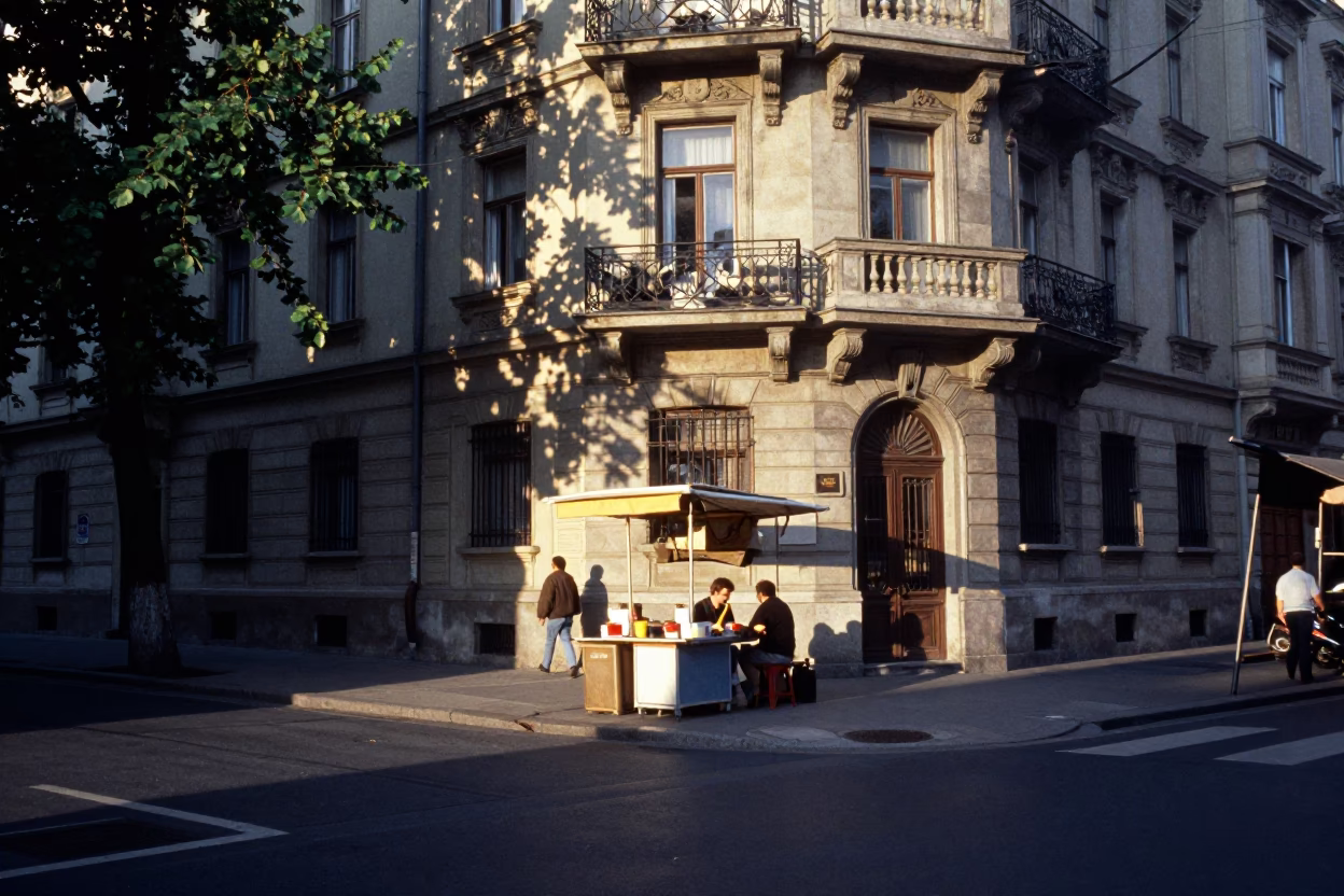 Street Scene at The Late Morning Light in Budapest in in Budapest, Hungary