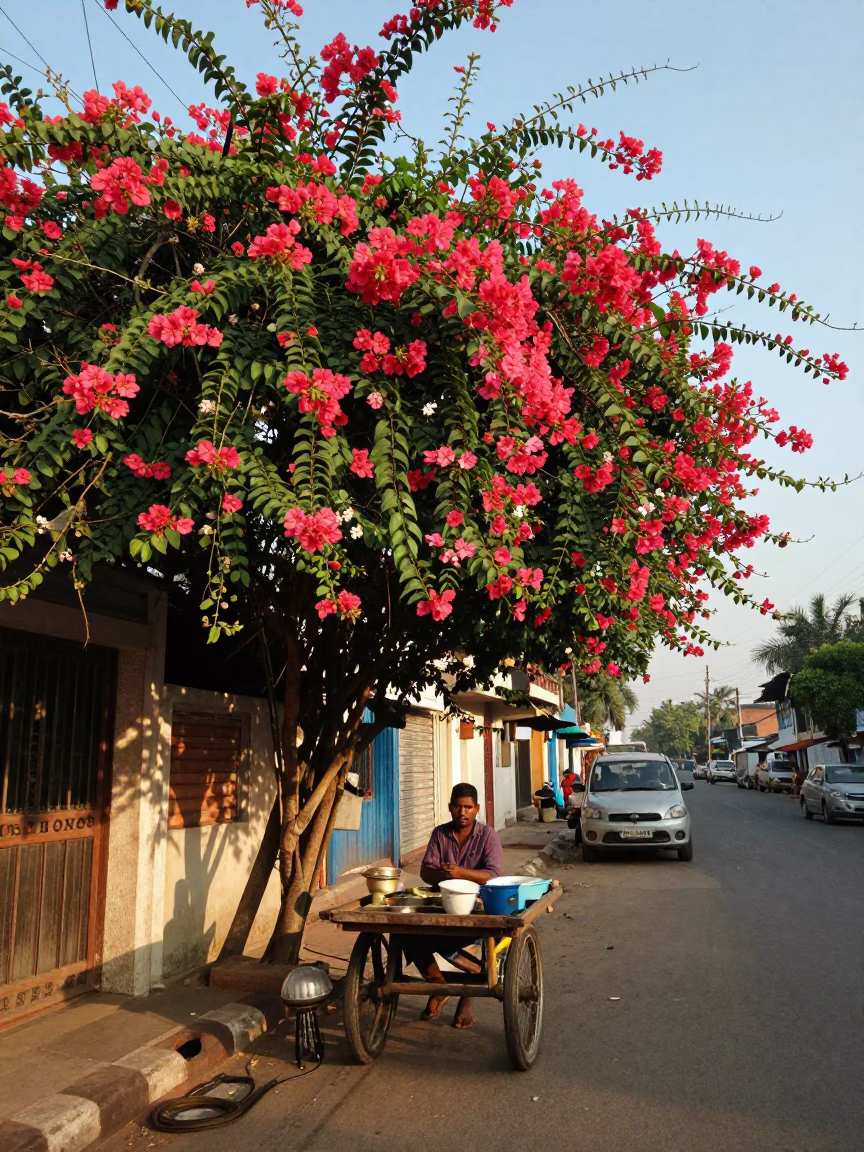 Street Scene at The Late Morning Light in Chennai in in Chennai, India