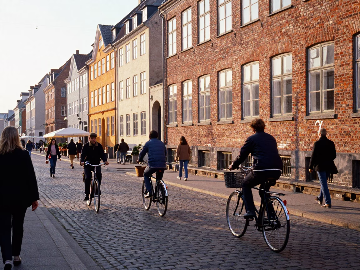 Street Scene at The Late Morning Light in Copenhagen in in Copenhagen, Denmark