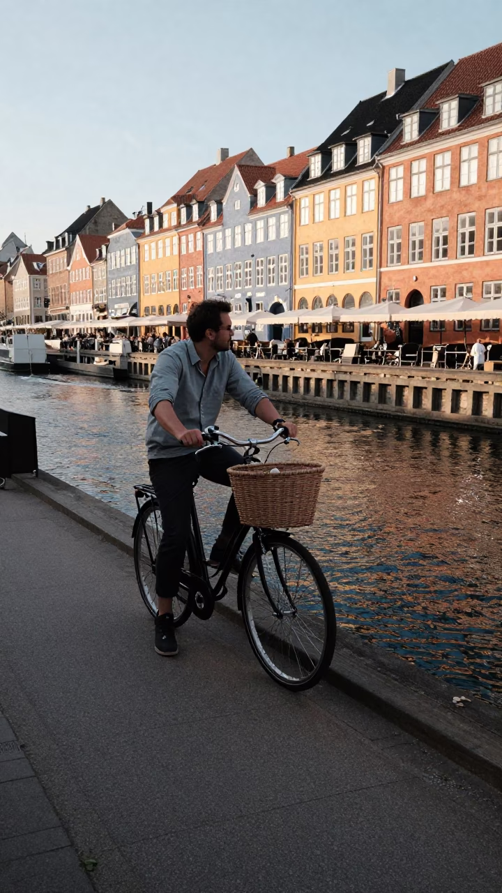 Street Scene at The Late Morning Light in Copenhagen in in Copenhagen, Denmark