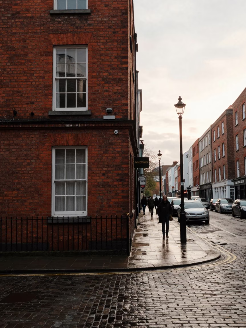 Street Scene at The Late Morning Light in Dublin in in Dublin, Ireland