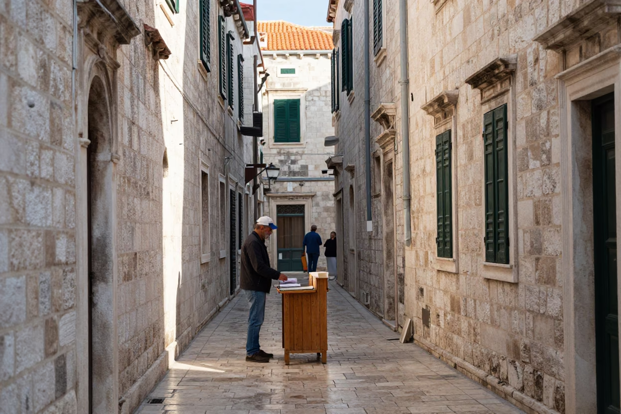 Street Scene at The Late Morning Light in Dubrovnik in in Dubrovnik, Croatia