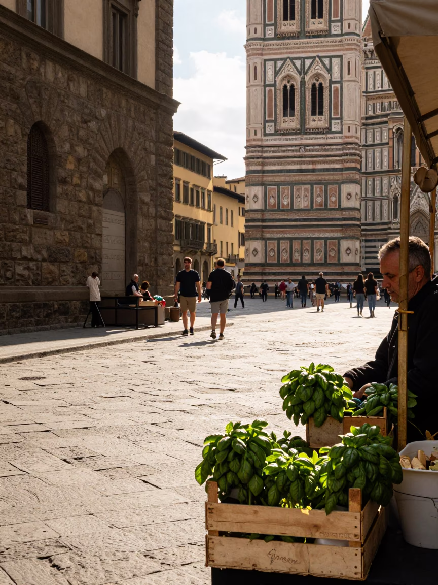 Street Scene at The Late Morning Light in Florence in in Florence, Italy