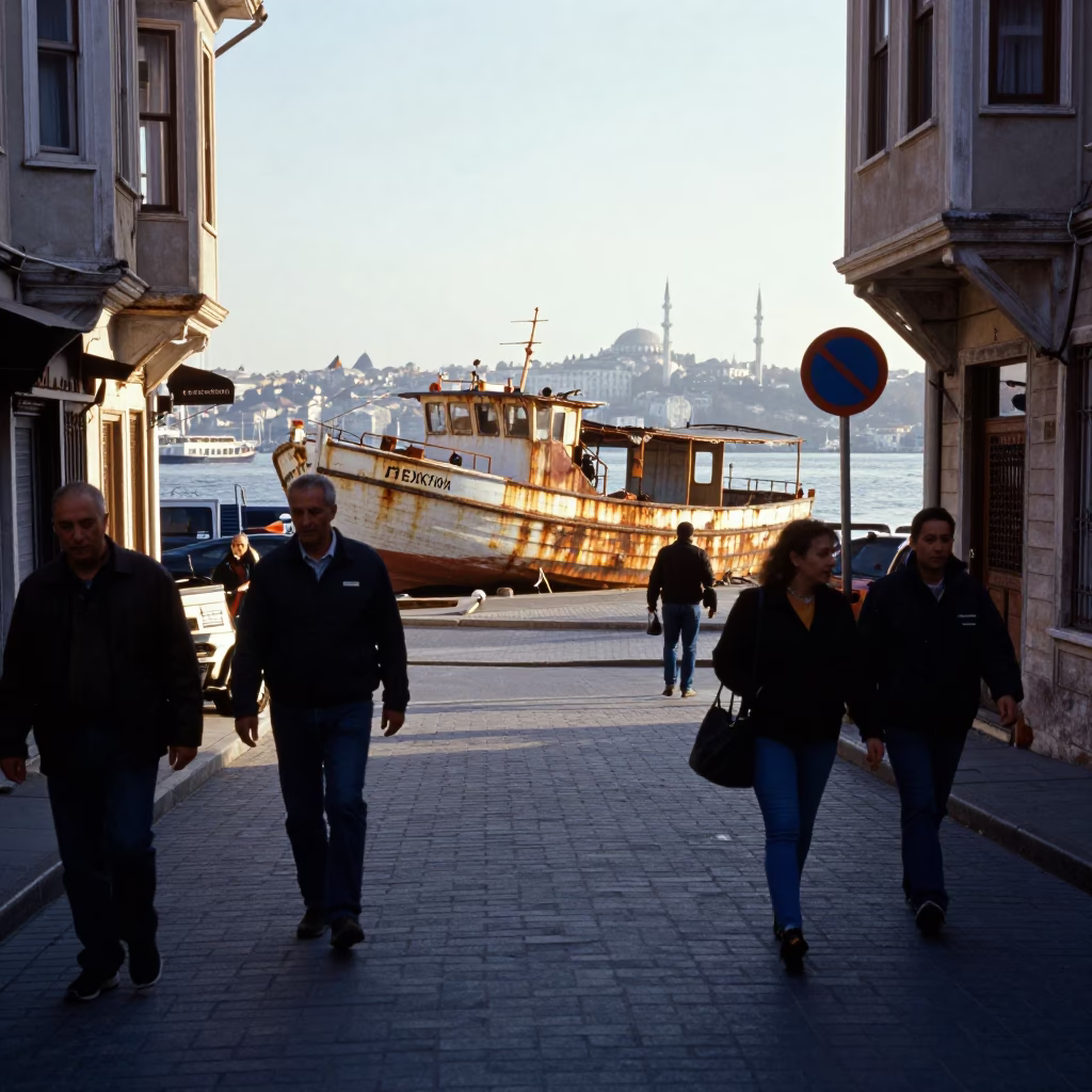Street Scene at The Late Morning Light in Istanbul in in Istanbul, Turkey