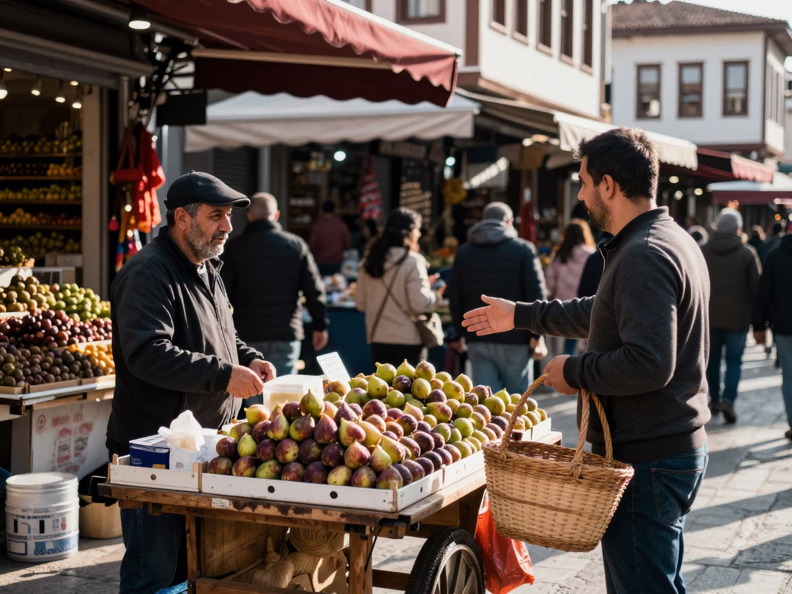 Street Scene at The Late Morning Light in Izmir in in Izmir, Turkey