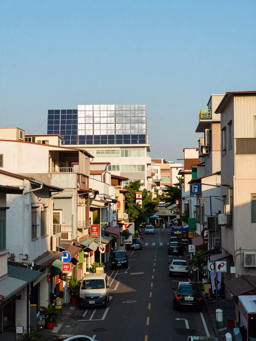 Street Scene at The Late Morning Light in Kaohsiung in in Kaohsiung, Taiwan