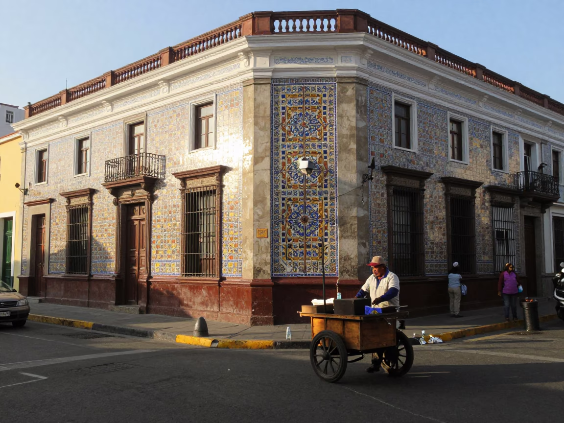 Street Scene at The Late Morning Light in Lima in in Lima, Peru