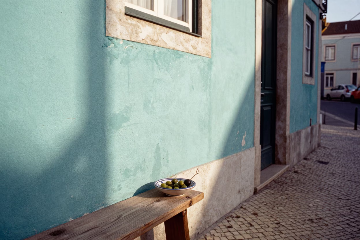 Street Scene at The Late Morning Light in Lisbon in in Lisbon, Portugal