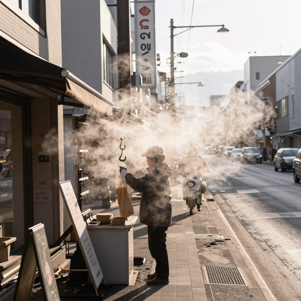 Street Scene at The Late Morning Light in Sapporo in in Sapporo, Japan