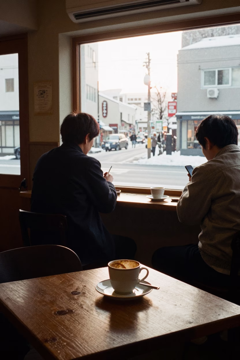 Street Scene at The Late Morning Light in Sapporo in in Sapporo, Japan