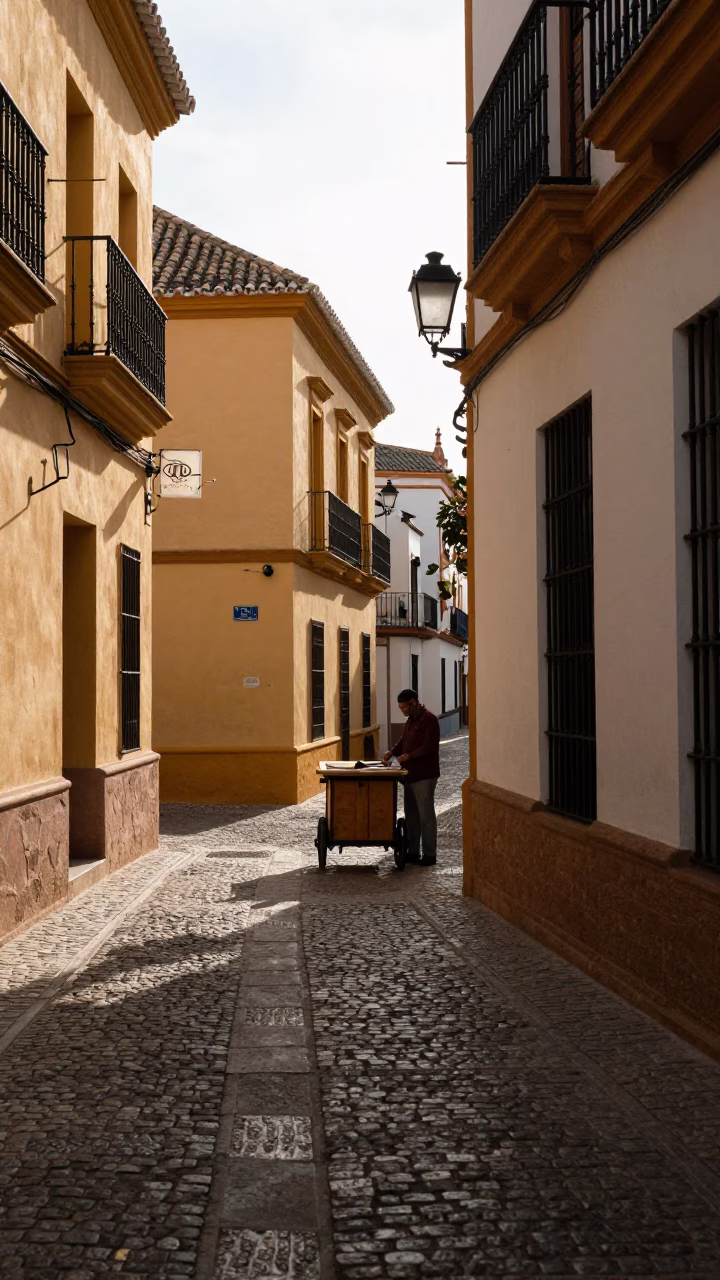 Street Scene at The Late Morning Light in Seville in in Seville, Spain