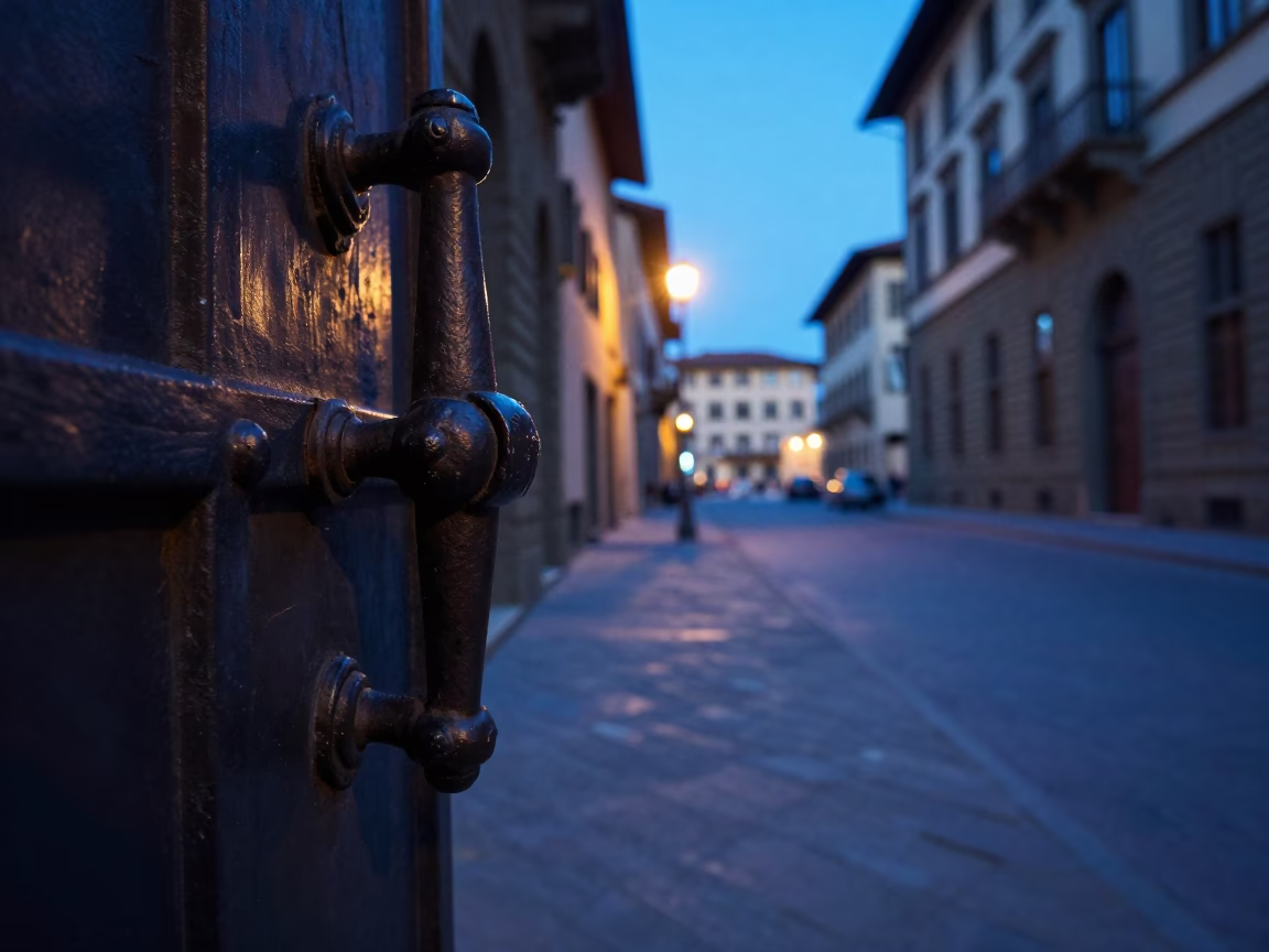Street Scene at The Predawn Darkness Light in Florence in in Florence, Italy