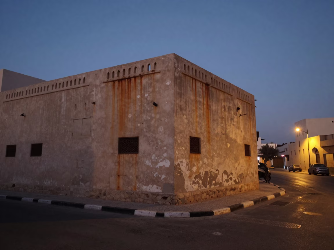 Street Scene at The Predawn Darkness Light in Muscat in in Muscat, Oman