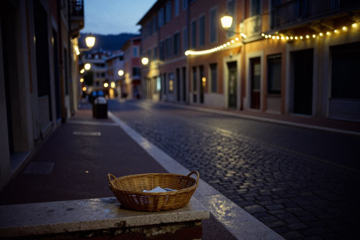 Street Scene at The Predawn Darkness Light in Nice in in Nice, France
