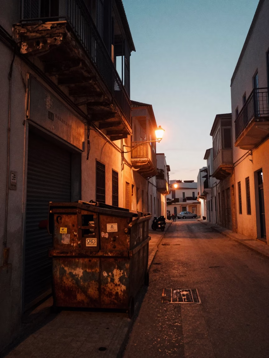 Street Scene at The Still Hours Before Dawn Light in Tunis in in Tunis, Tunisia