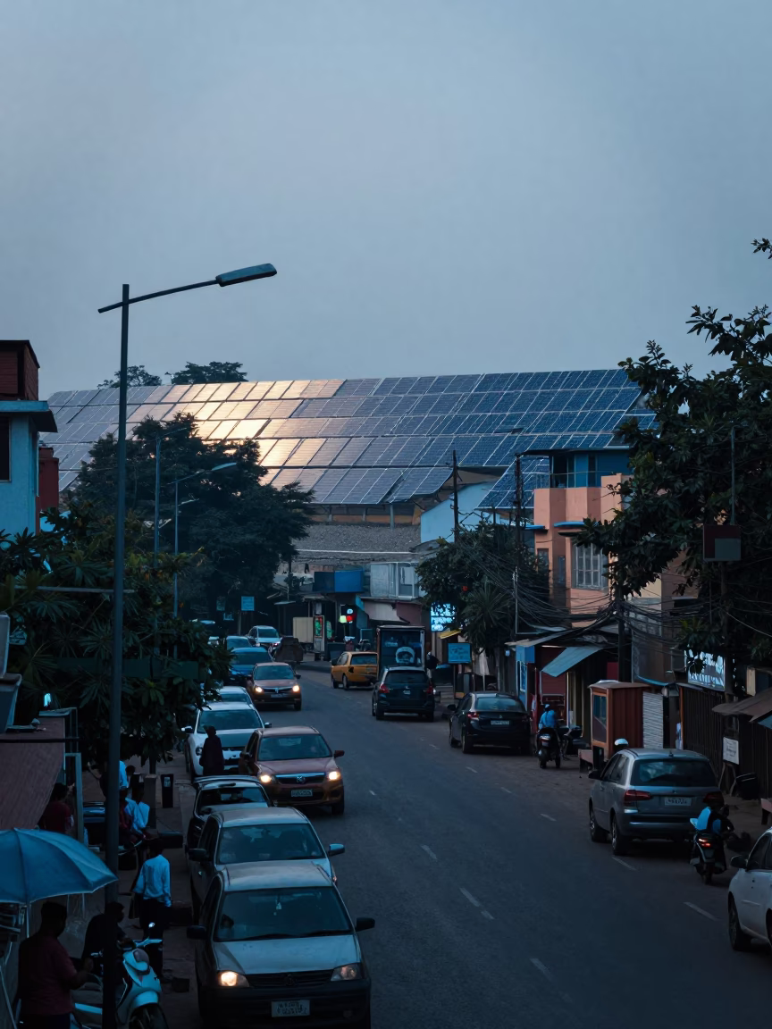 Street Scene at The Still Hours Before Dawn Light in Delhi in in Delhi, India