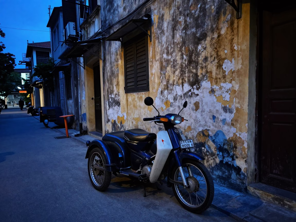 Street Scene at The Still Hours Before Dawn Light in Ho Chi Minh City in in Ho Chi Minh City, Vietnam