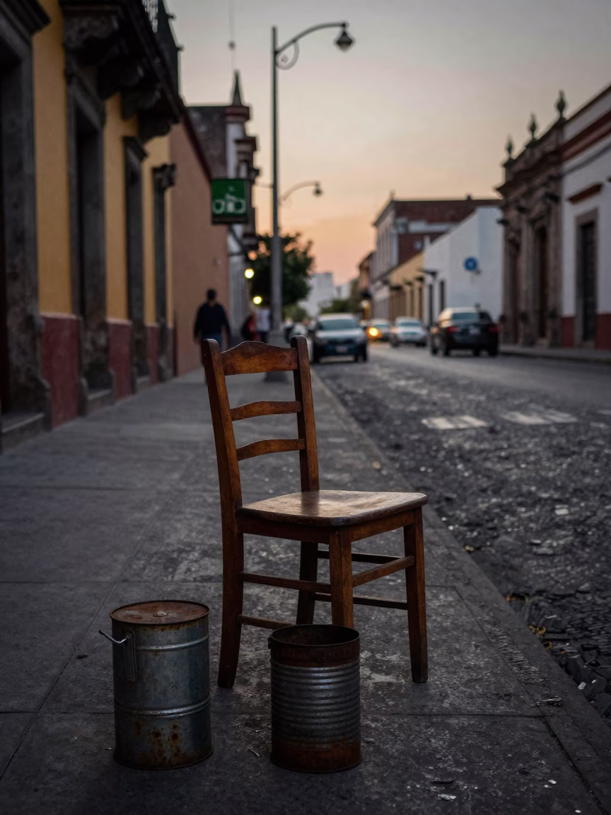 Street Scene at The Still Hours Before Dawn Light in Mexico City in in Mexico City, Mexico