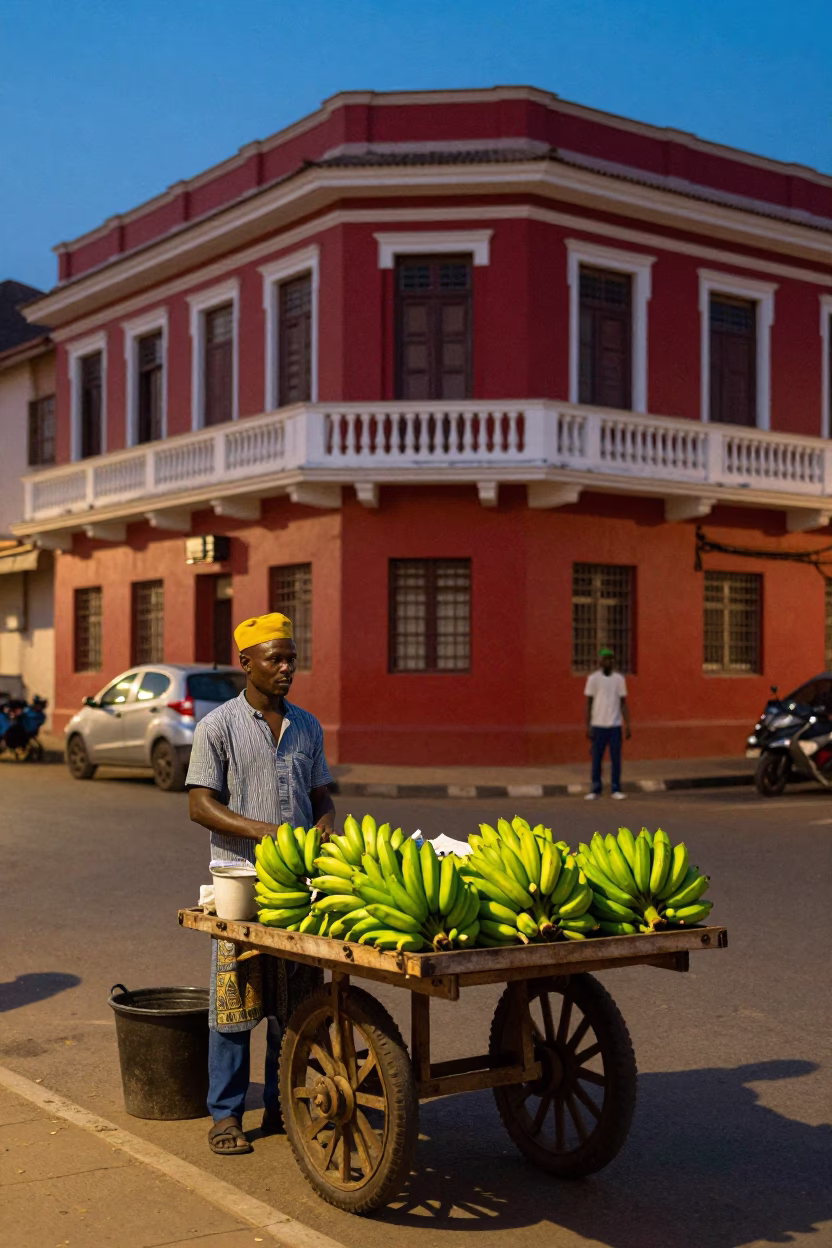 Street Scene at Twilight in Accra in in Accra, Ghana