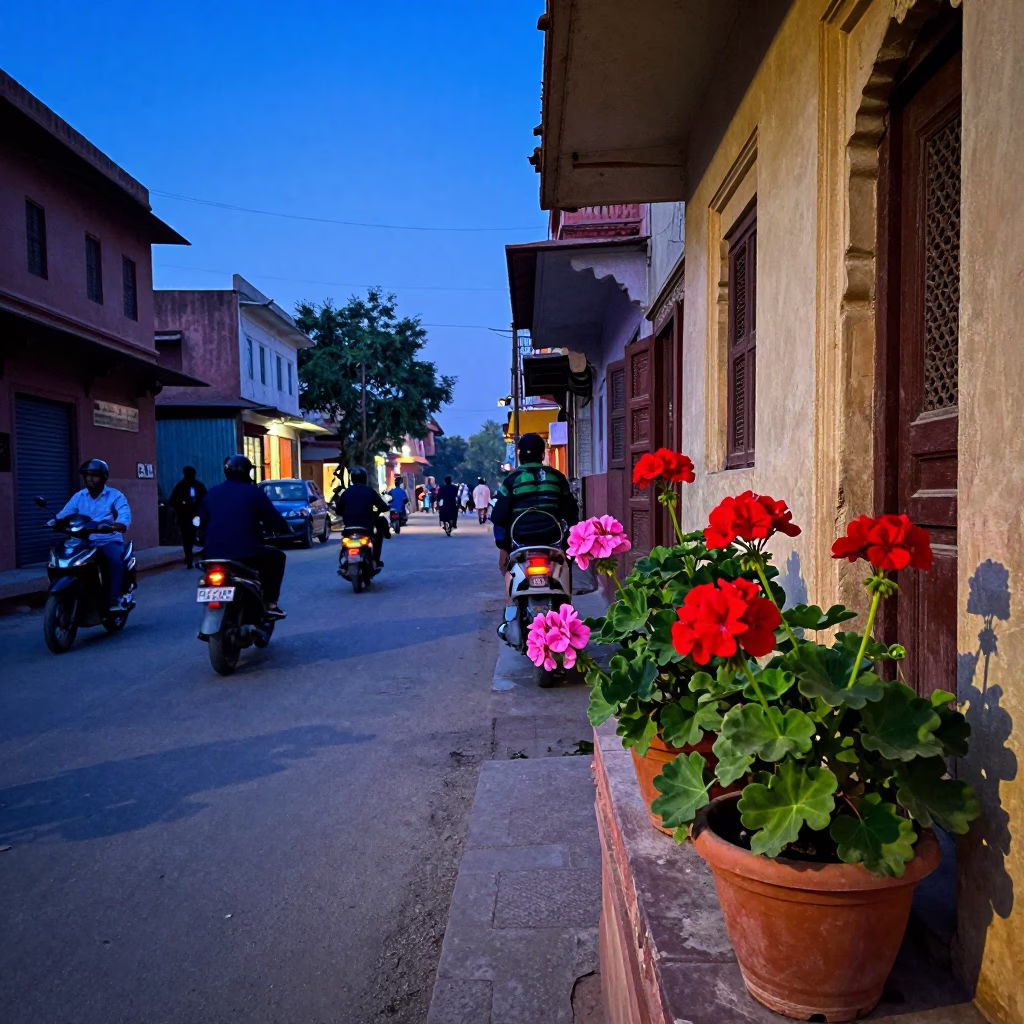 Street Scene at Twilight in Jaipur in in Jaipur, India