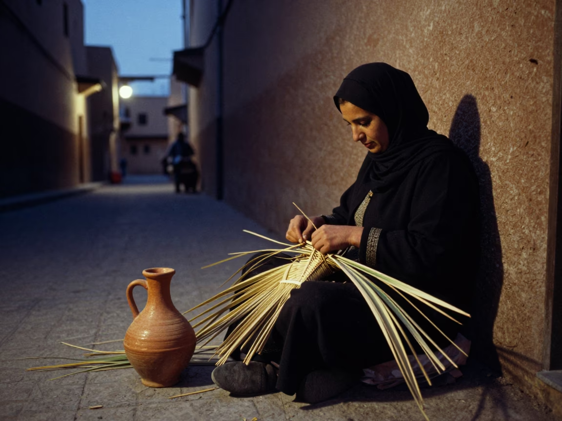 Street Scene at Twilight in Marrakech in in Marrakech, Morocco