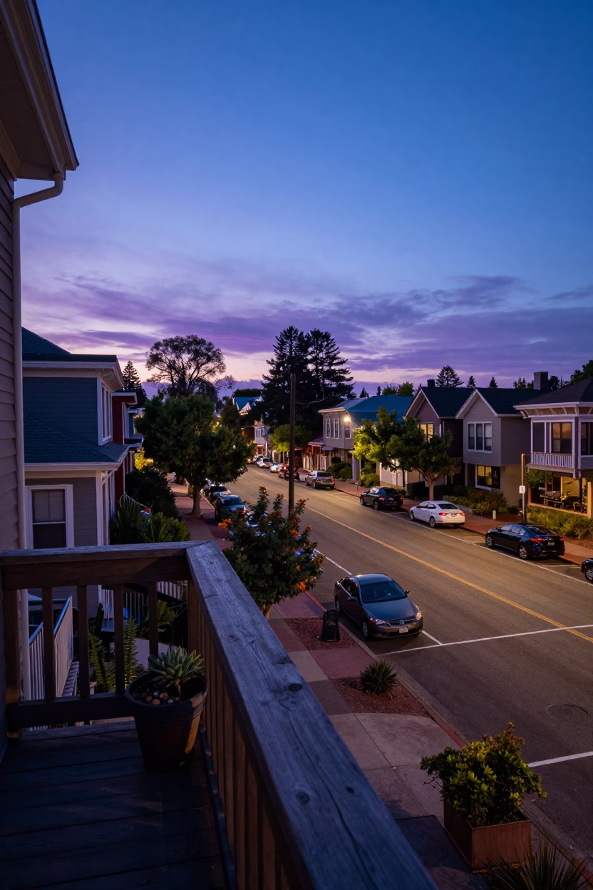 Street Scene at Twilight in Portland in in Portland, Oregon, United States