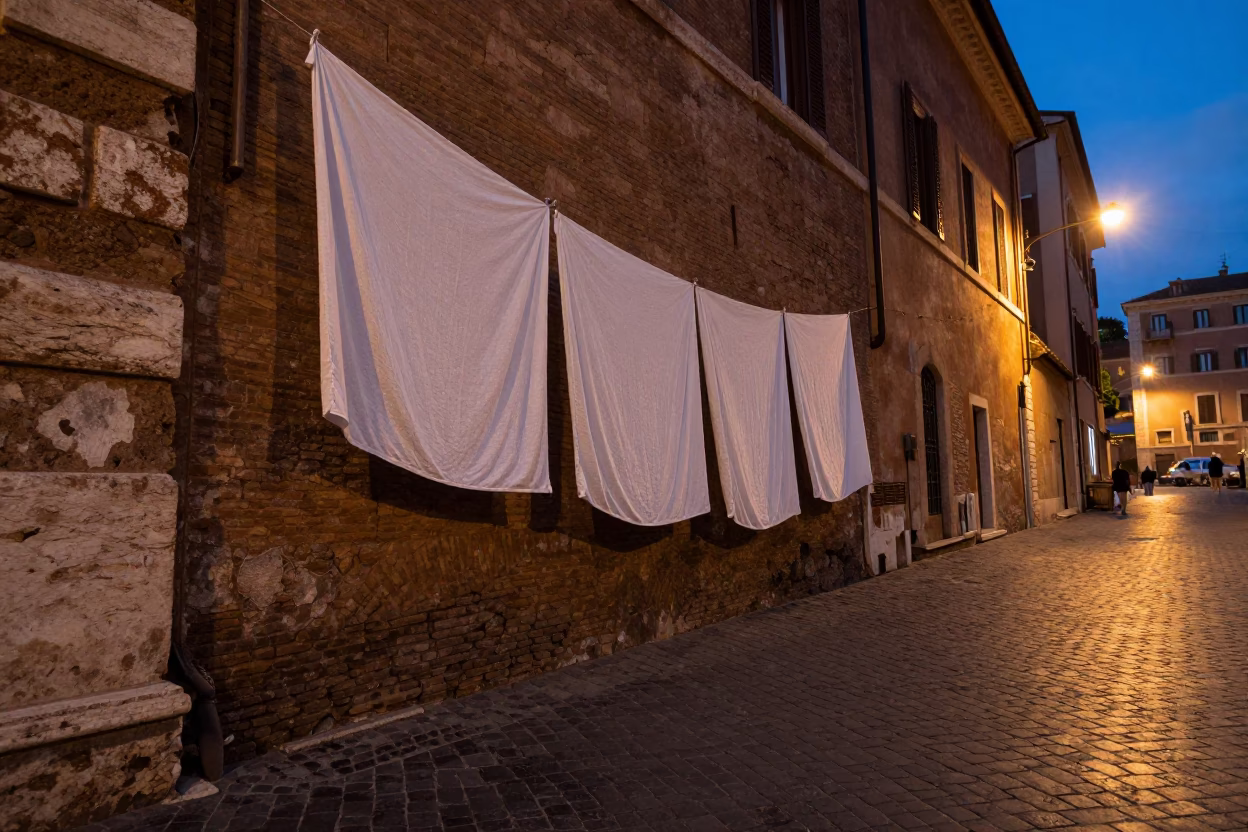 Street Scene at Twilight in Rome in in Rome, Italy