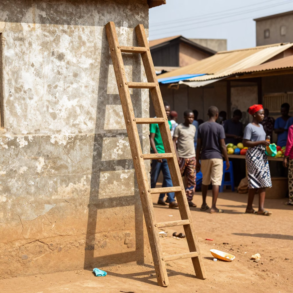 Street Scene in Accra at Bright Midmorning Light in in Accra, Ghana