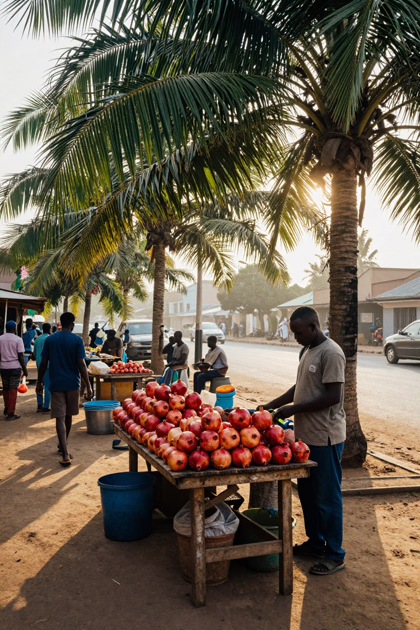 Street Scene in Accra at The Early Morning Light in in Accra, Ghana