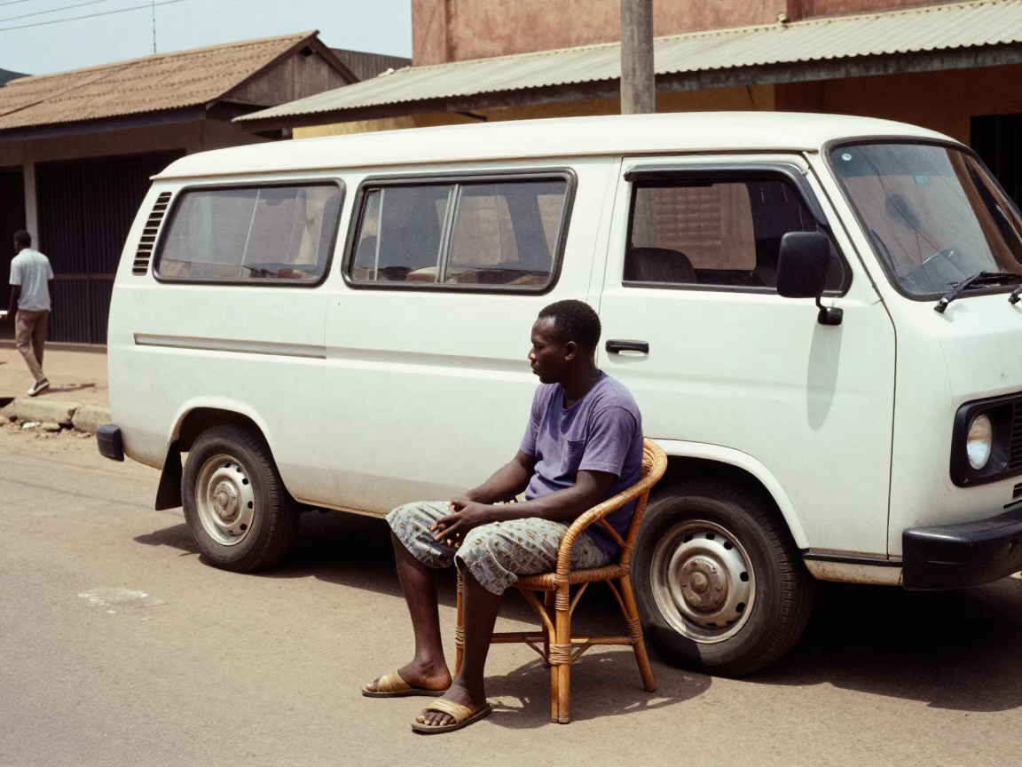 Street Scene in Accra at The Flat Glare Of Noon Light in in Accra, Ghana