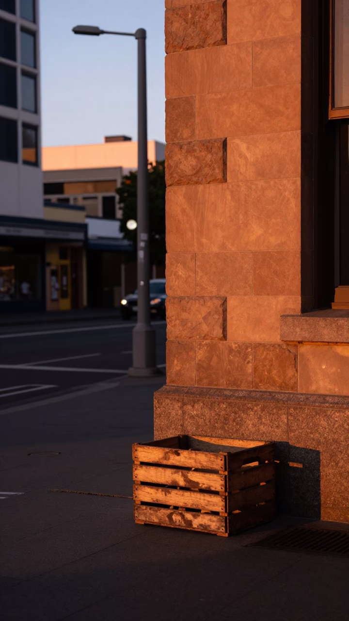Street Scene in Adelaide at Copper-toned Light Before Dusk in in Adelaide, South Australia, Australia