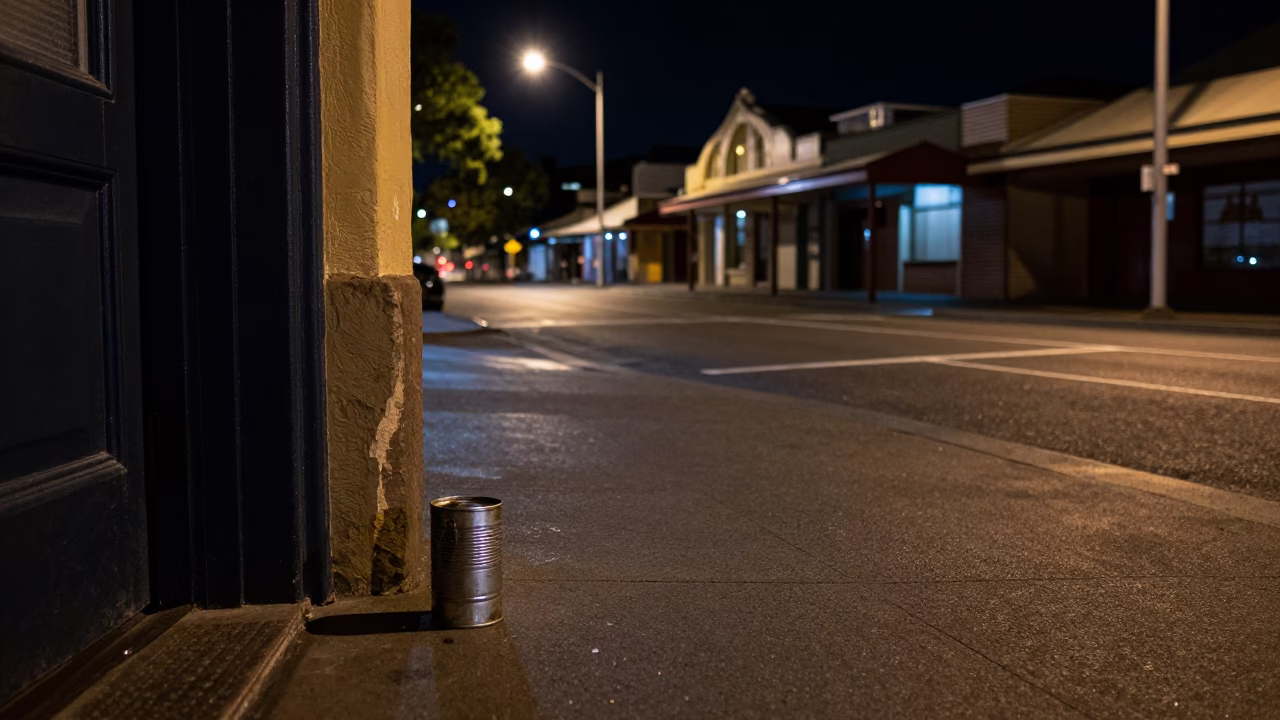 Street Scene in Adelaide at Deep In The Night Light in in Adelaide, South Australia, Australia