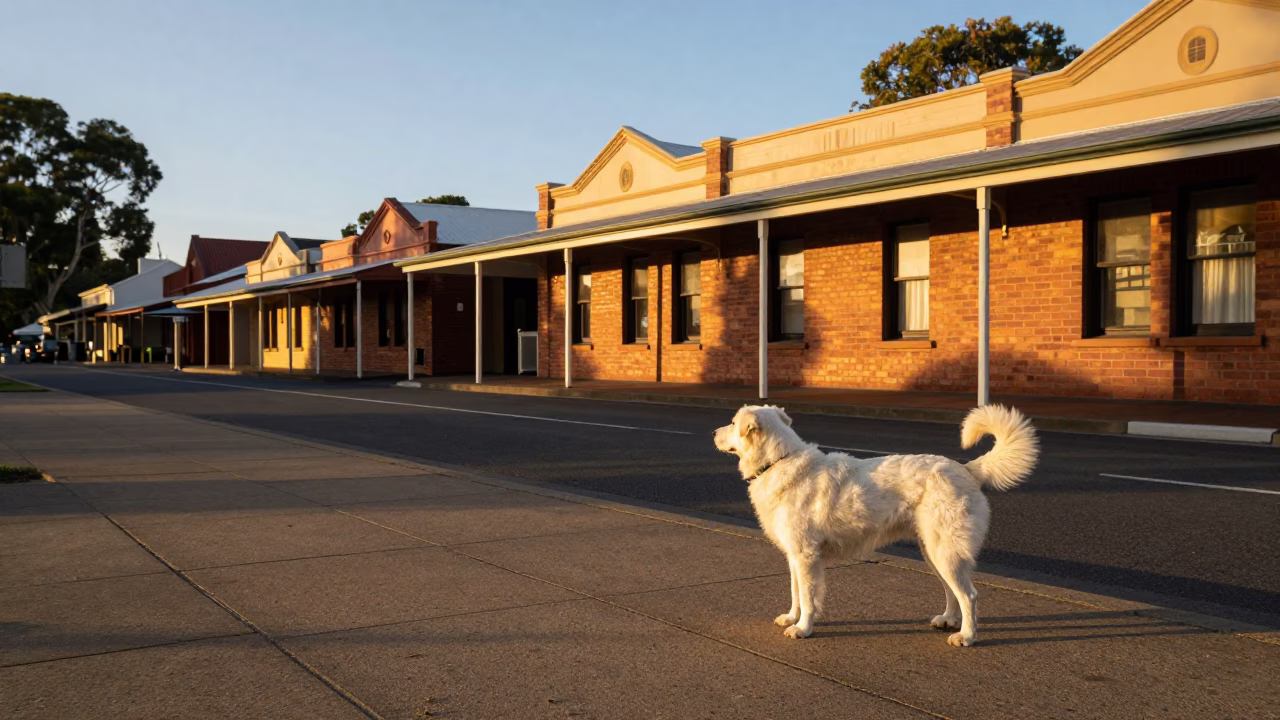 Street Scene in Adelaide at Honeyed Evening Light in in Adelaide, South Australia, Australia