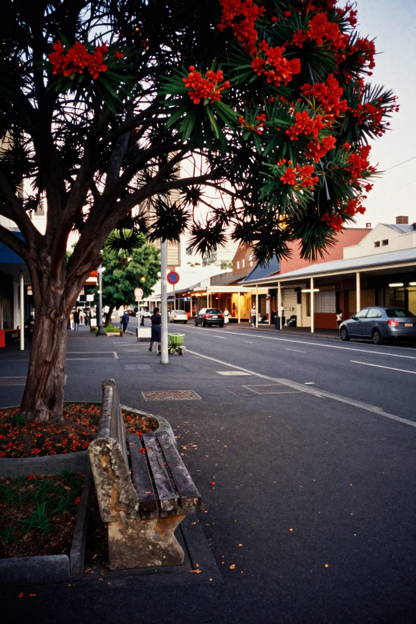 Street Scene in Adelaide at The Early Evening Light in in Adelaide, South Australia, Australia
