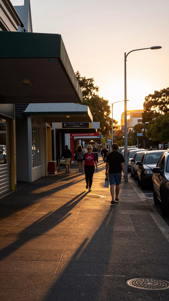 Street Scene in Adelaide at The Early Evening Light in in Adelaide, South Australia, Australia