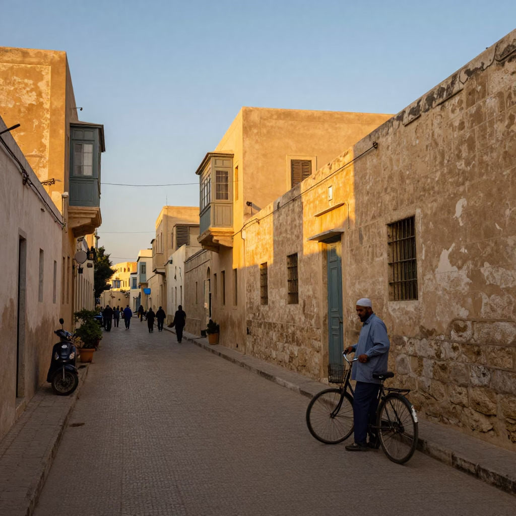 Street Scene in Alexandria at Golden Hour in in Alexandria, Egypt
