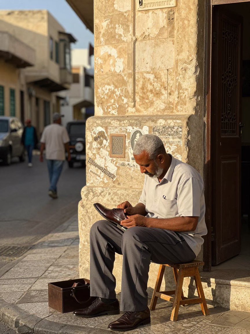 Street Scene in Alexandria at The Early Afternoon Light in in Alexandria, Egypt