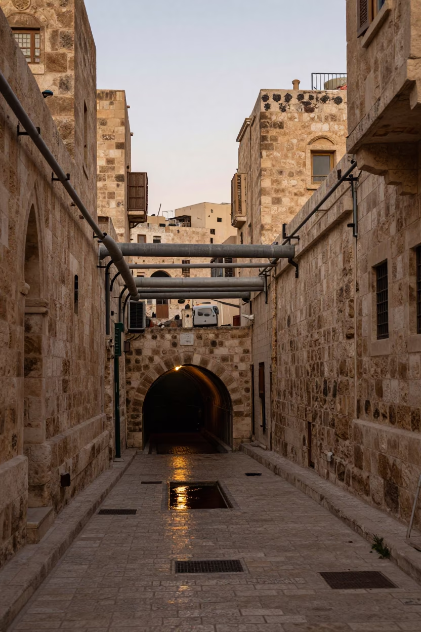 Street Scene in Amman at First Light Of Dawn in in Amman, Jordan