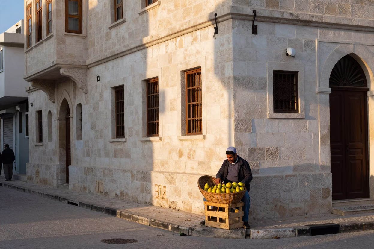 Street Scene in Amman at First Light Of Dawn in in Amman, Jordan