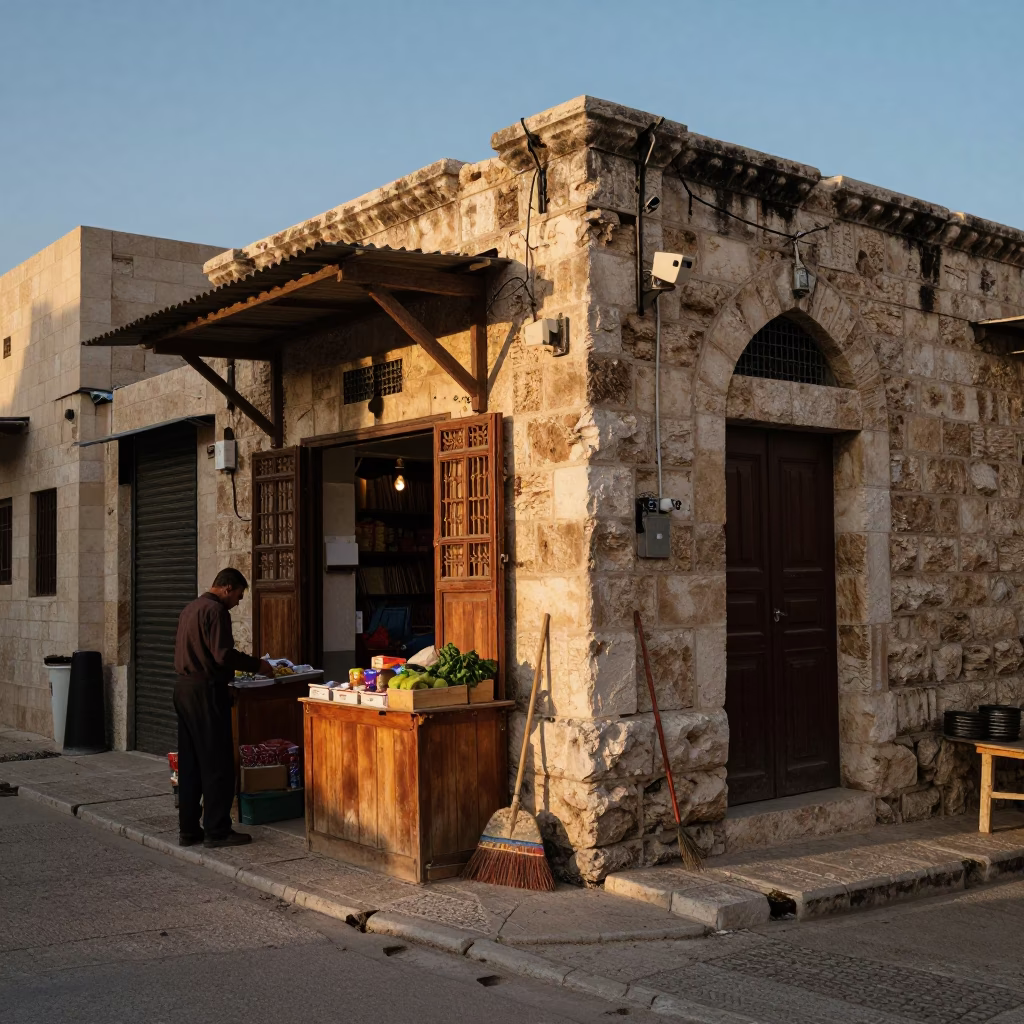 Street Scene in Amman at First Light Of Dawn in in Amman, Jordan