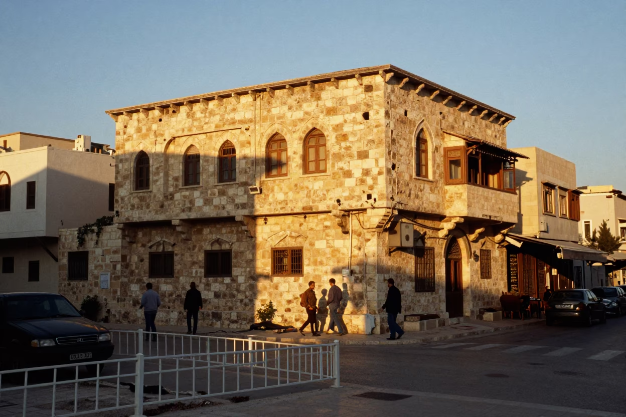 Street Scene in Amman at Honeyed Evening Light in in Amman, Jordan