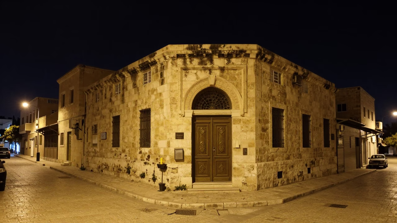 Street Scene in Amman at The Deepest Night Sky Light in in Amman, Jordan