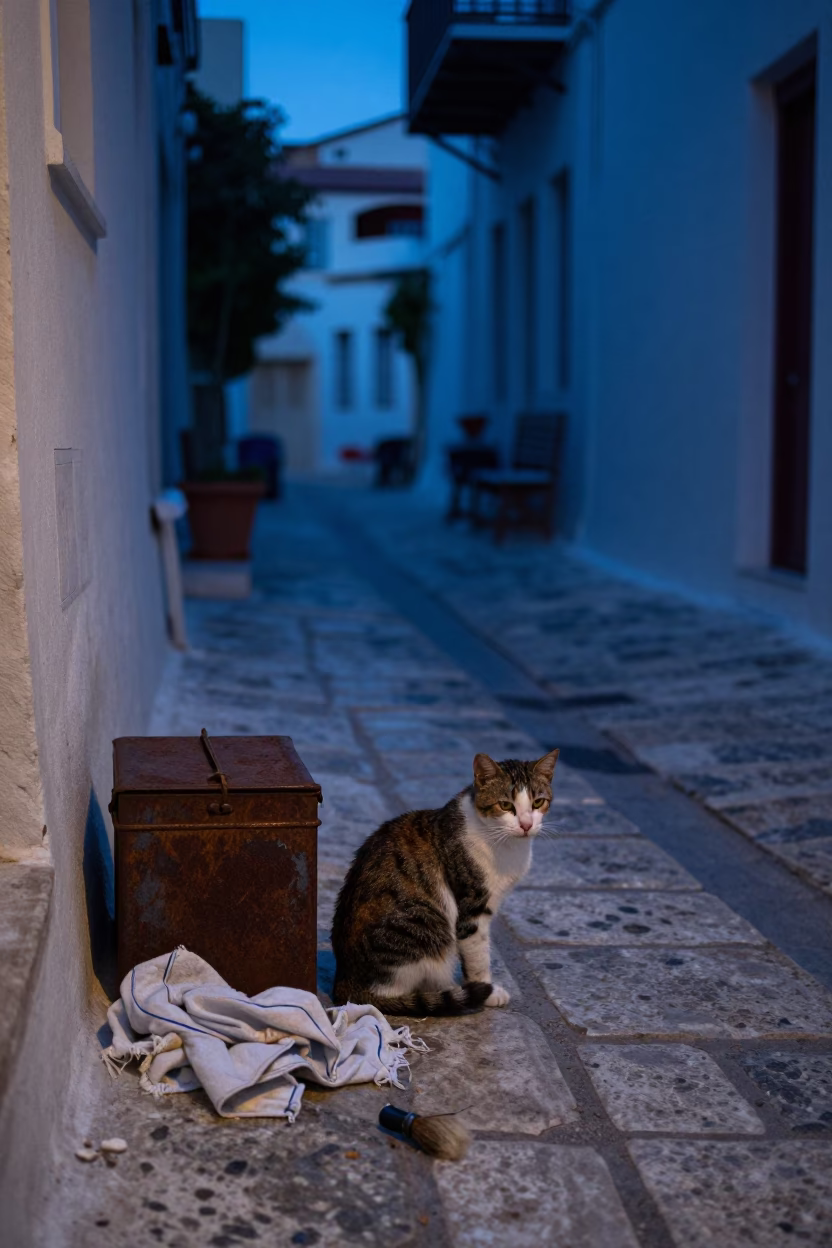 Street Scene in Athens at Blue Hour in in Athens, Greece