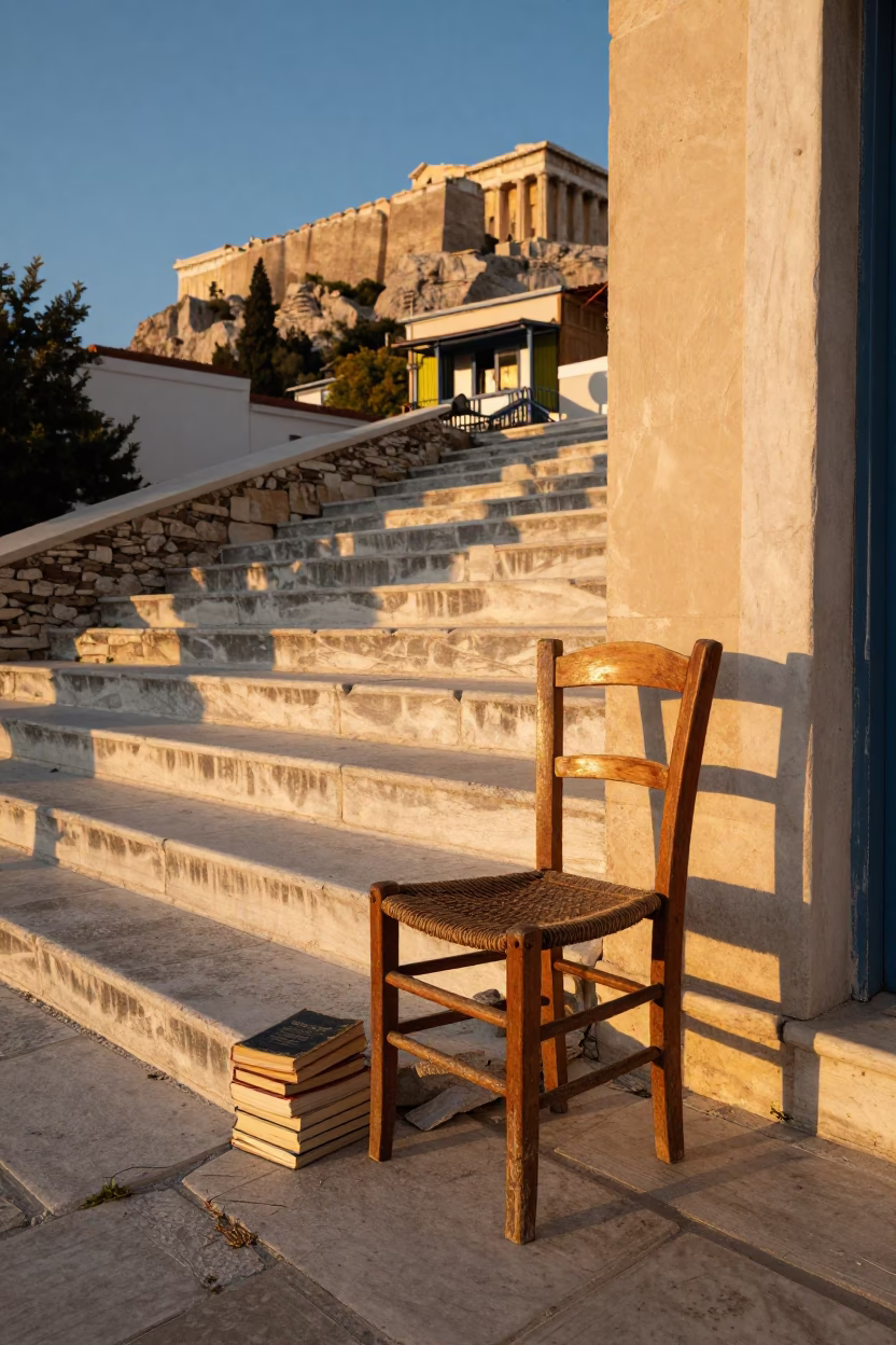 Street Scene in Athens at Golden Hour in in Athens, Greece
