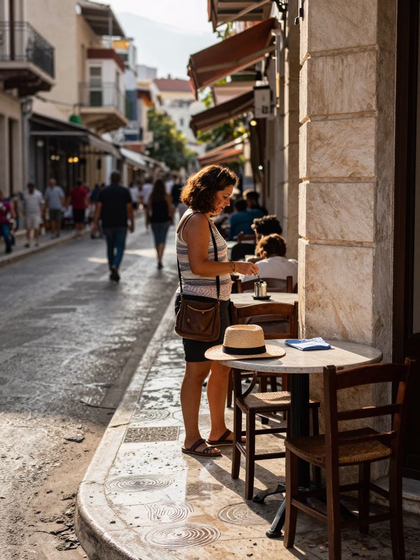 Street Scene in Athens at Late Afternoon Light in in Athens, Greece