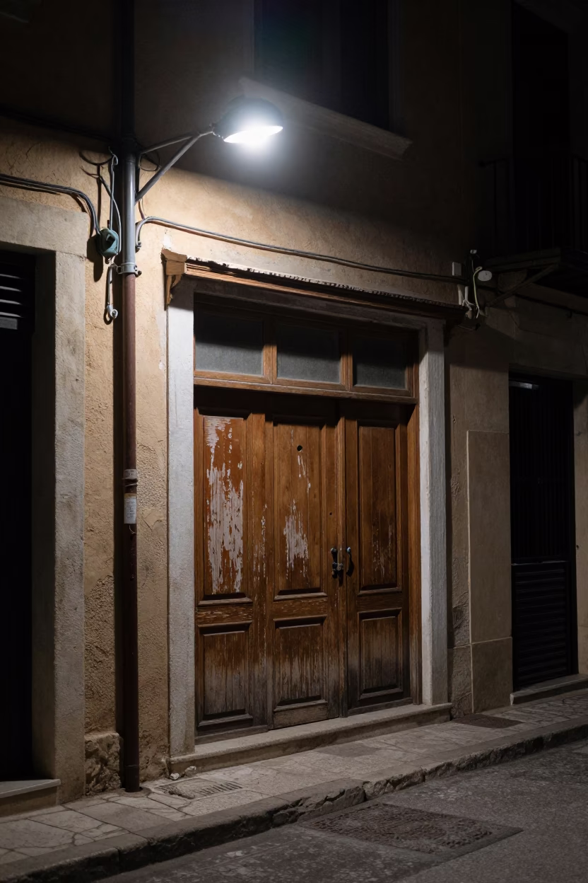 Street Scene in Athens at Late At Night Light in in Athens, Greece