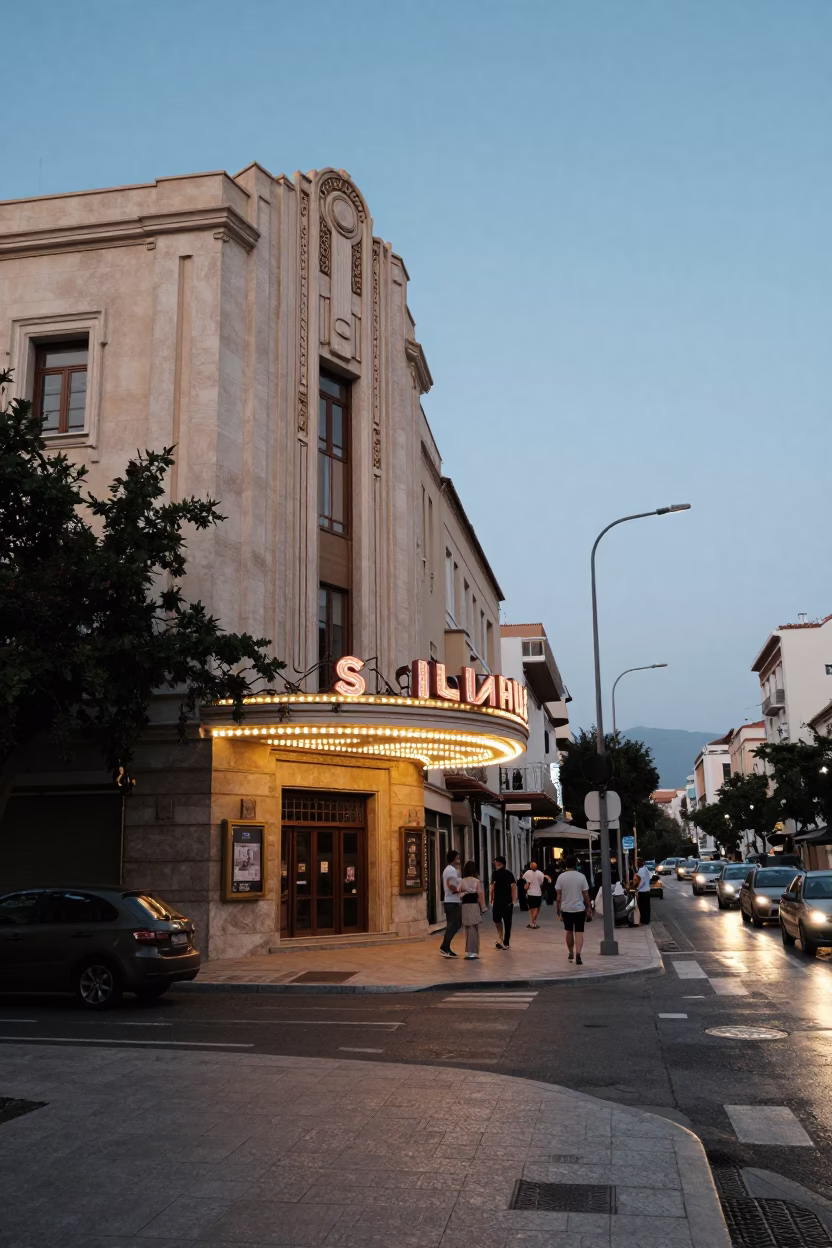 Street Scene in Athens at The Still Hours Before Dawn Light in in Athens, Greece