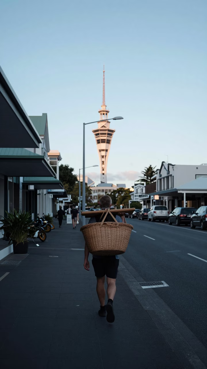 Street Scene in Auckland at Early Morning Light in in Auckland, New Zealand